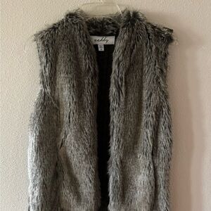 Sebby Charcoal Faux Fur Vest
